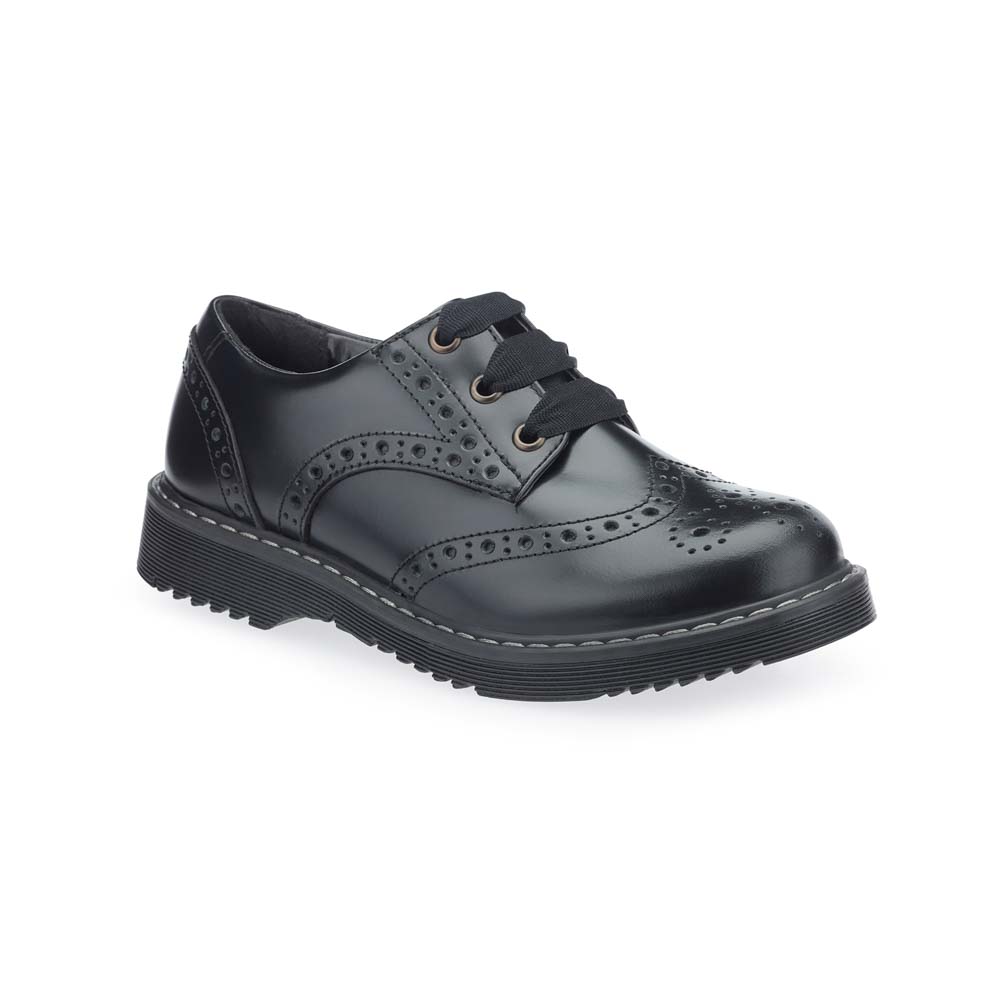 Start Rite - Impulsive Brogue In Black Leather 3505-76F In Size 36 In Plain Black Leather For School Girls Shoes  In Black Leather For kids